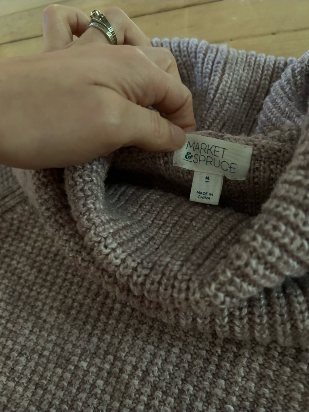 Market & Spruce Chunky Cowl Neck Sweater - Lilac Purple Medium